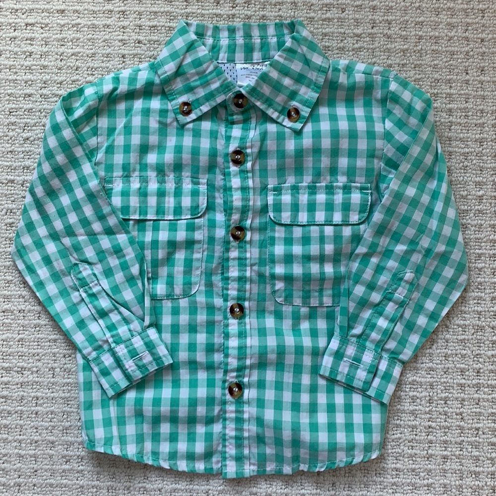 Prodoh Gingham Fishing Shirt Size 18M Green White